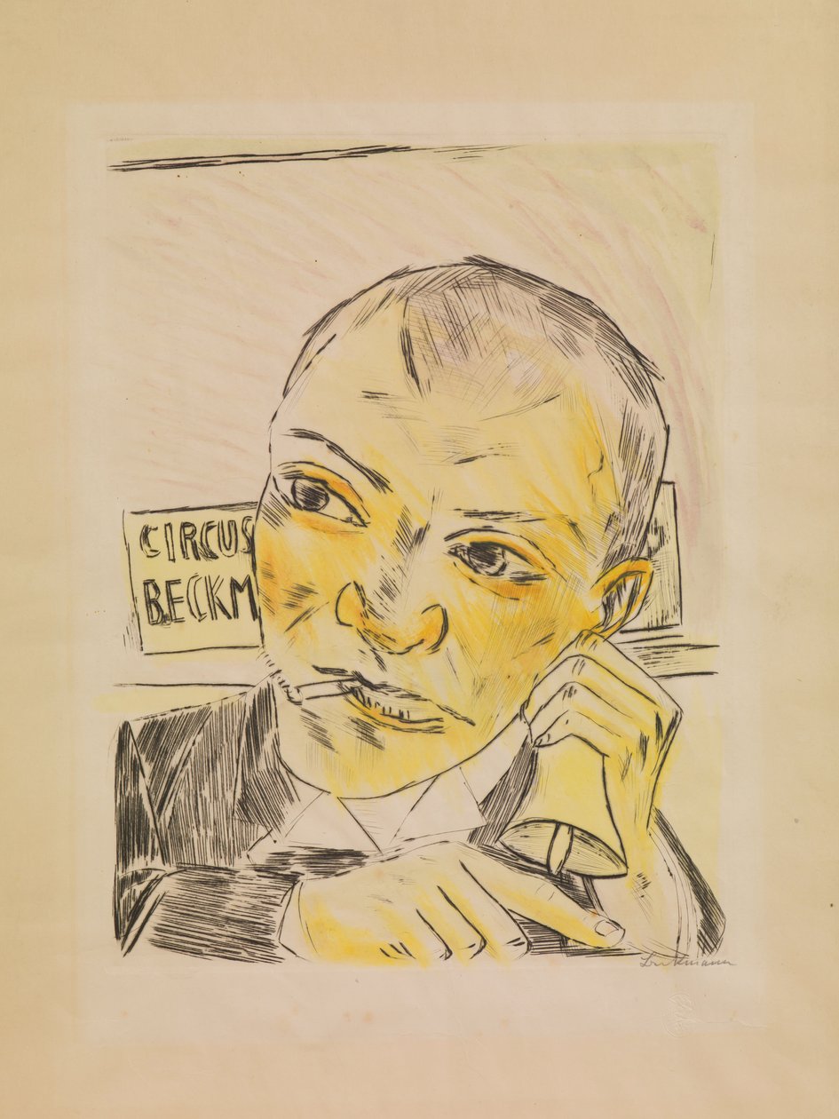 Der Ausrufer, von Der Jahrmarkt av Max Beckmann