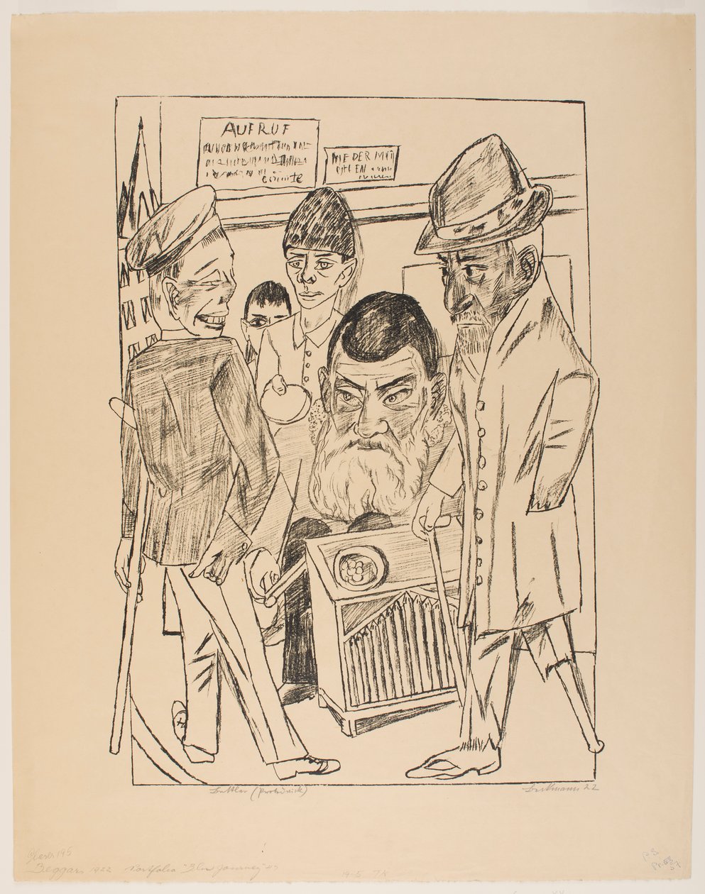 The Beggars, plate 7 fra serien "Trip to Berlin 1922" av Max Beckmann