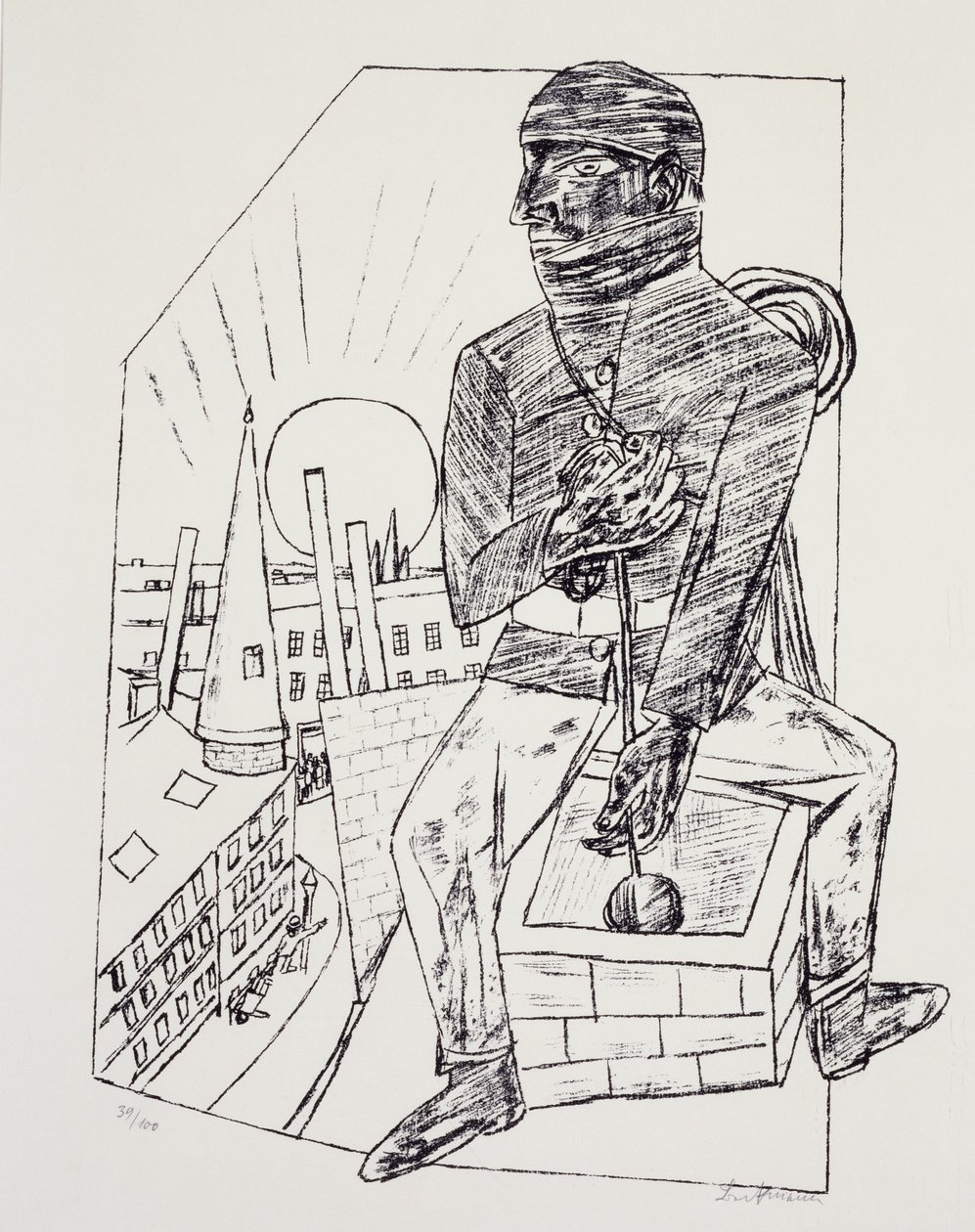 Skorsteinsfeien, av Max Beckmann (1884-1950), litografi. Tyskland, 1900-tallet. av Max Beckmann