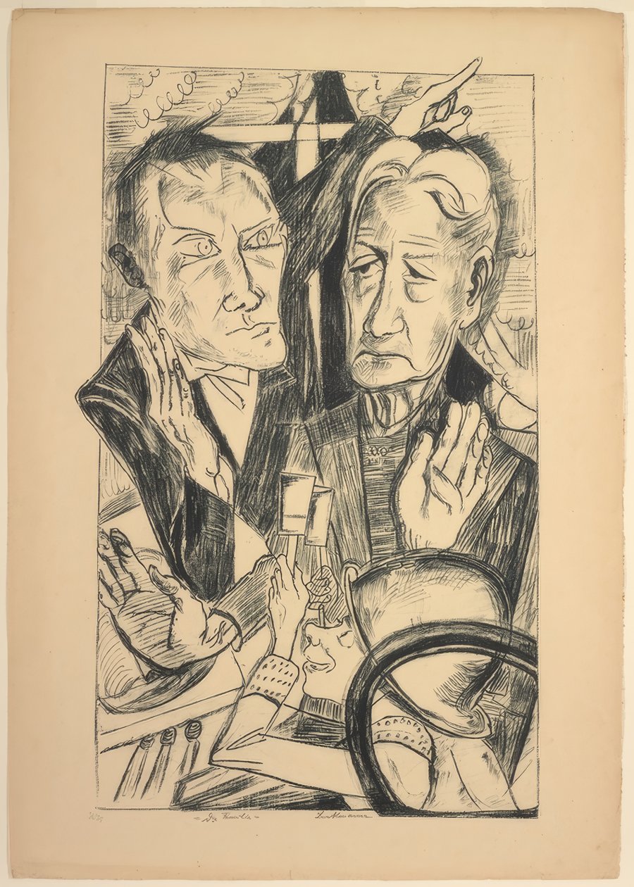 Familien, tallerken elleve fra Die Hölle av Max Beckmann