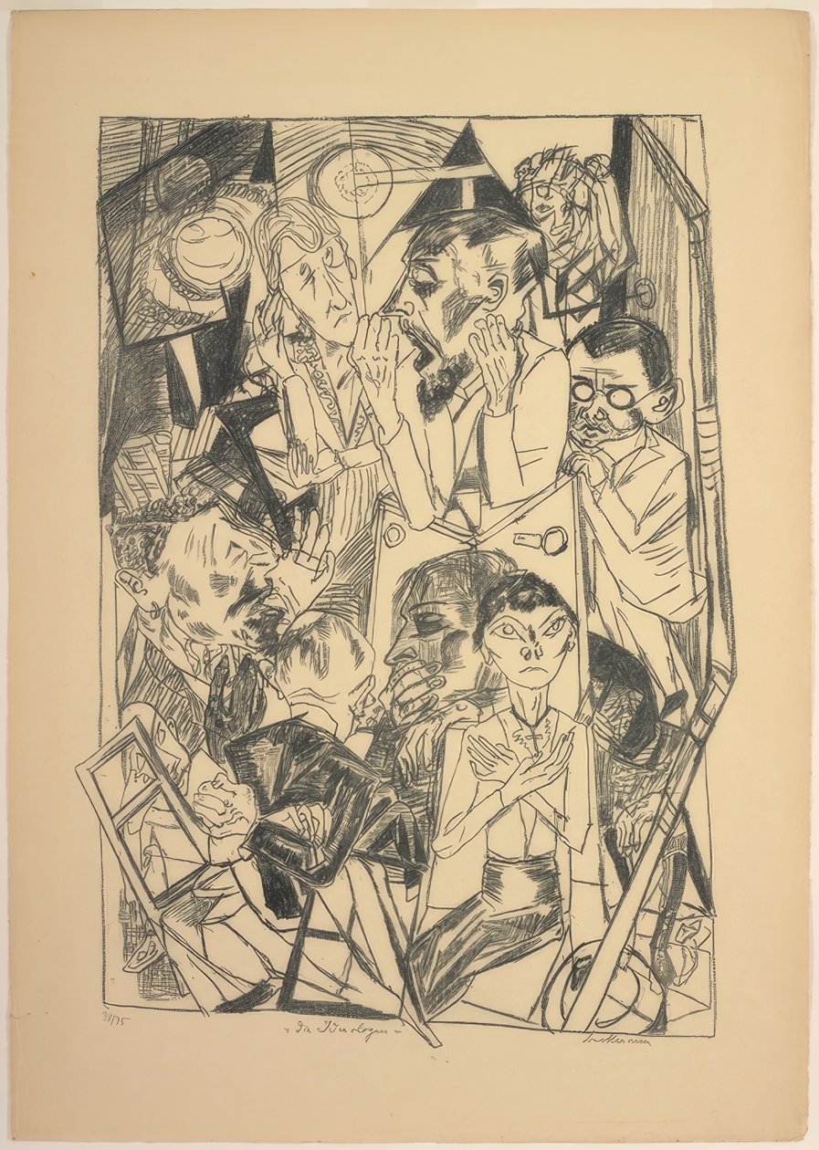 Ideologene, plate seks fra Die Hölle av Max Beckmann