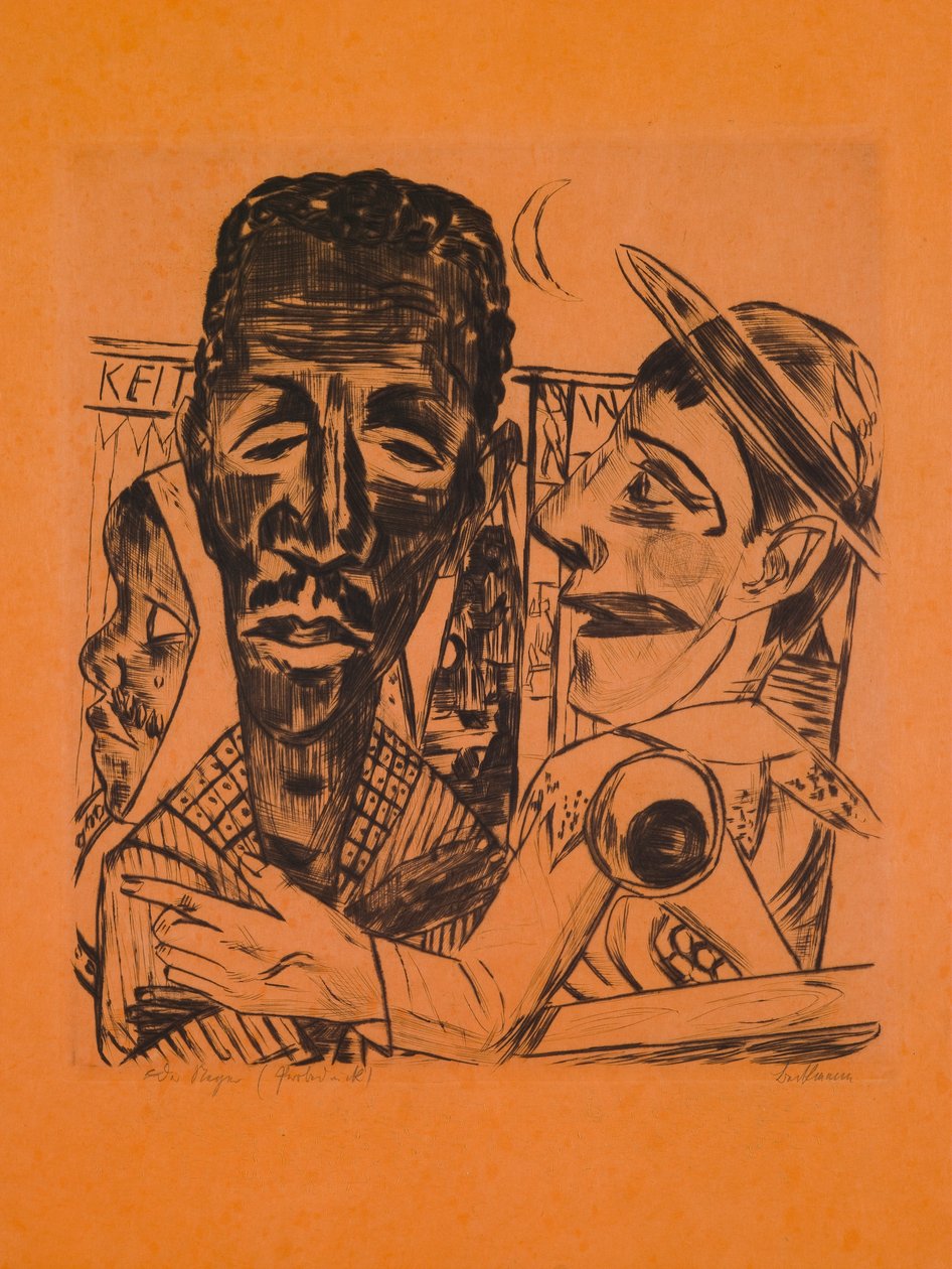 Den svarte mannen, plansje 6 fra mappen «Årlig marked» av Max Beckmann