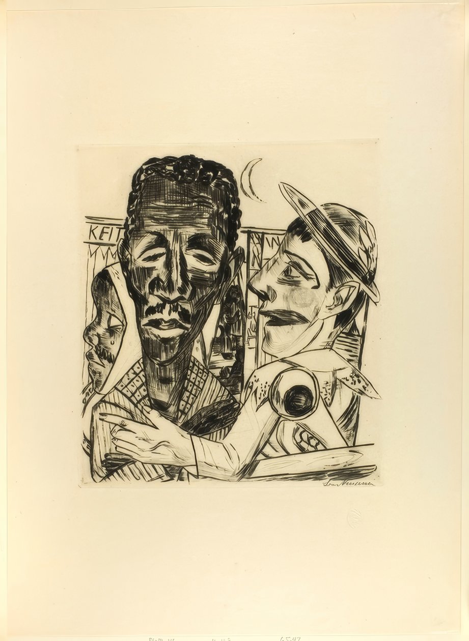 Negeren, tallerken seks fra Jahrmarkt av Max Beckmann