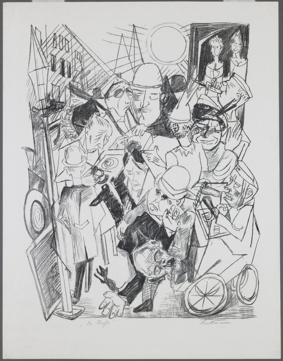 The Street, plate 3 fra porteføljen "Helvete" av Max Beckmann