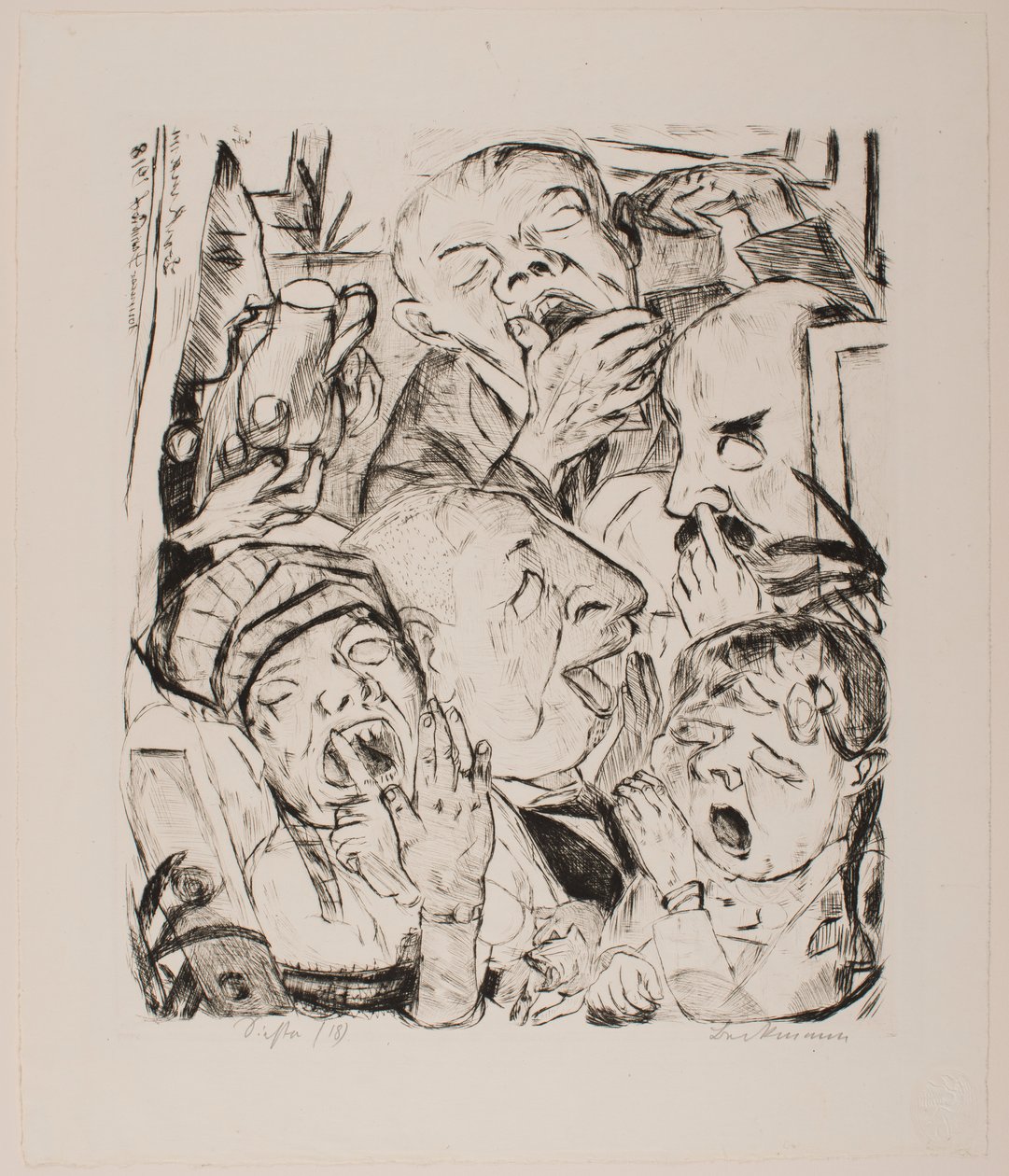 The Yawners, plate 7 fra porteføljen "Faces" av Max Beckmann