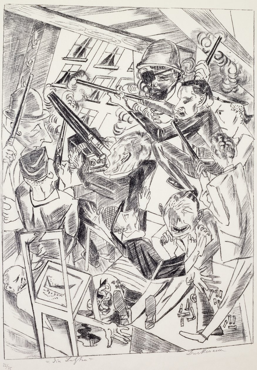 De siste, av Max Beckmann (1884-1950), litografi. Tyskland, 1900-tallet. av Max Beckmann