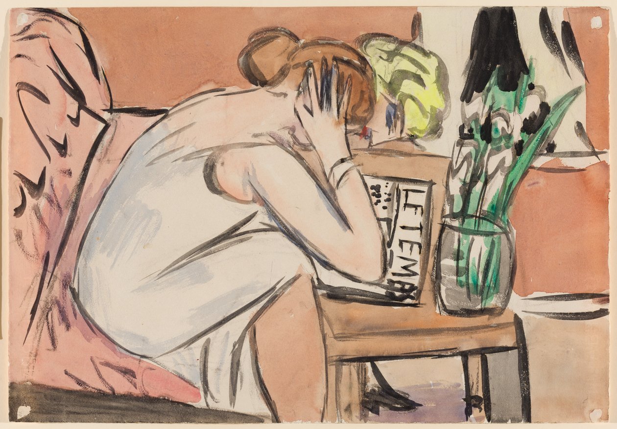 To jenter som leser av Max Beckmann