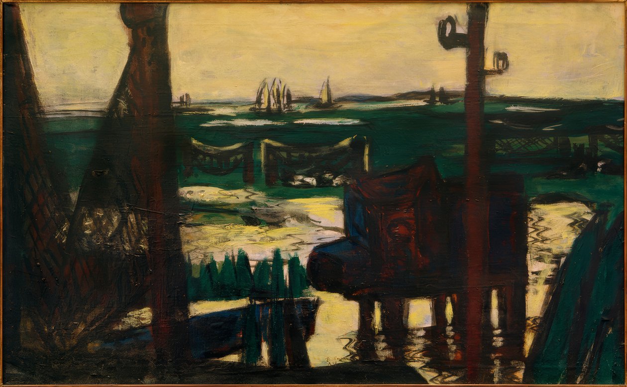 Vadehavet grønt og svart og gult av Max Beckmann