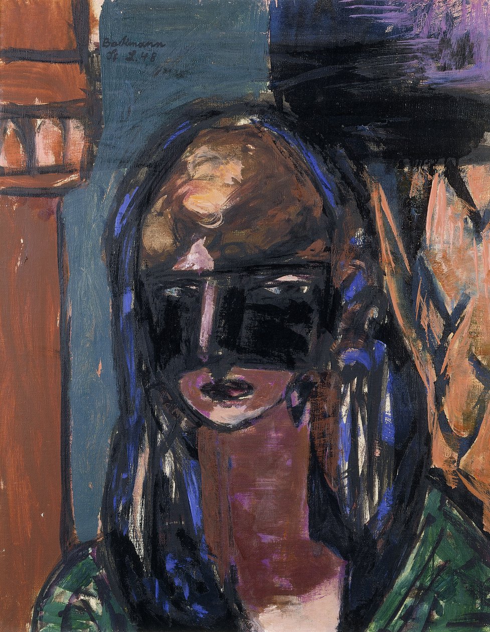 kvinne med maske; kvinne med maske av Max Beckmann