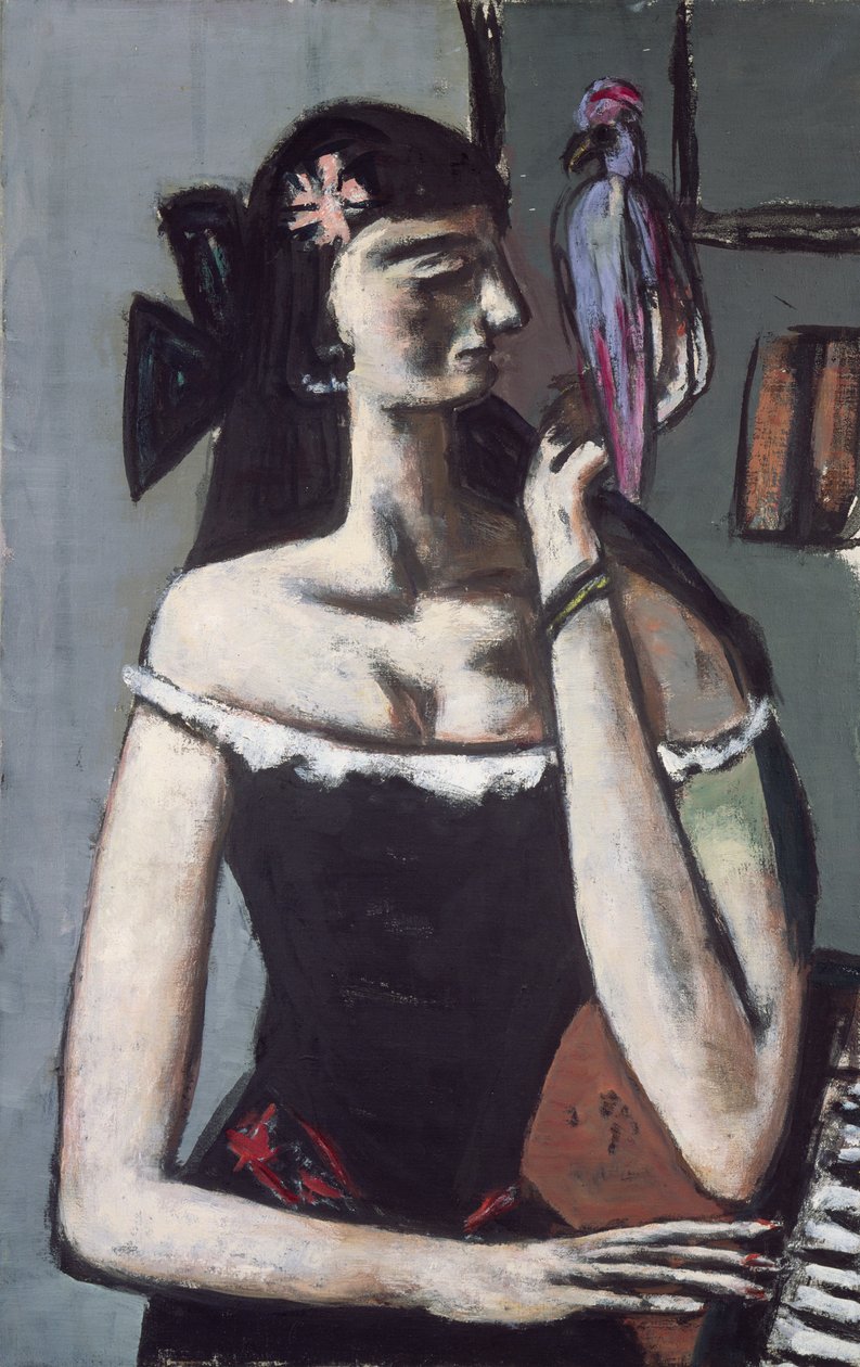Kvinne med en papegøye av Max Beckmann