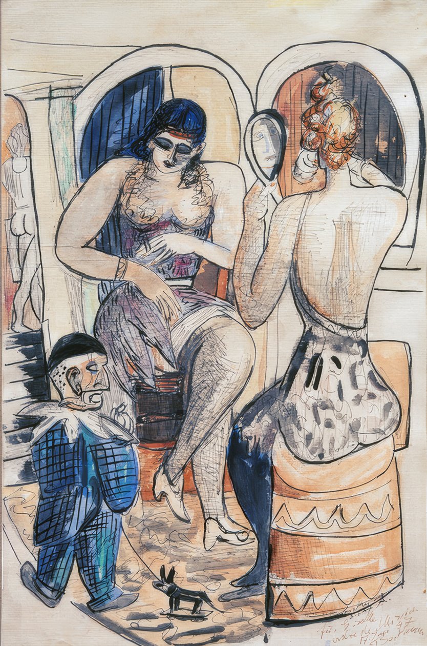 To dansere (jente med blå dverg) av Max Beckmann
