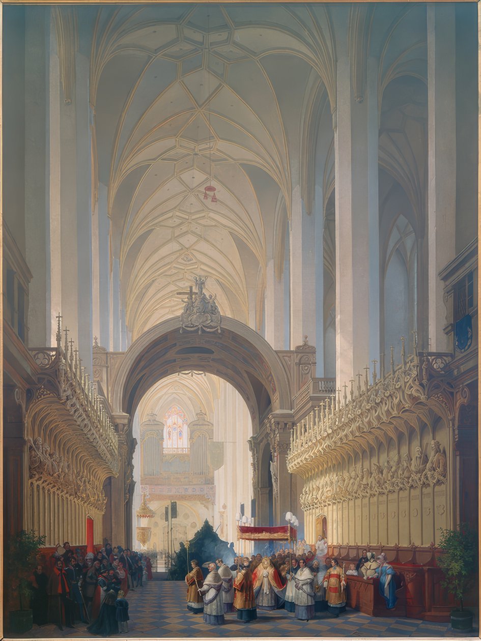 Interiøret i Munich Frauenkirche av Max Emanuel Ainmiller