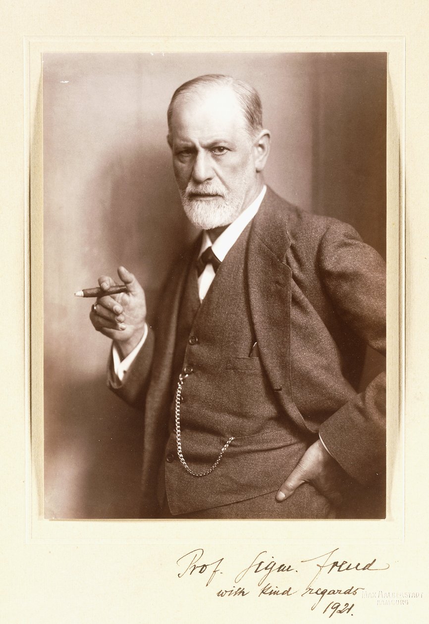 Et signert fotografi av Sigmund Freud, ca. 1921 (sepiafoto) av Max Halberstadt