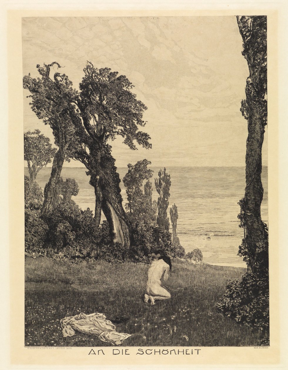 Til skjønnheten (Om døden, andre del, opus XI, blad 12) av Max Klinger