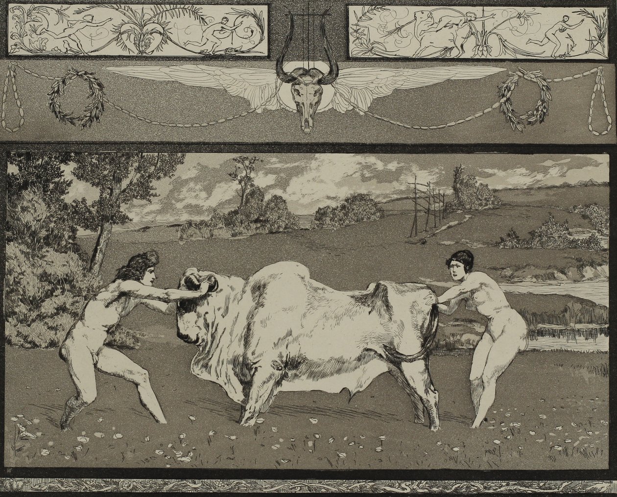 Apollo og Daphne II Fra serien Opus II, 1879 av Max Klinger