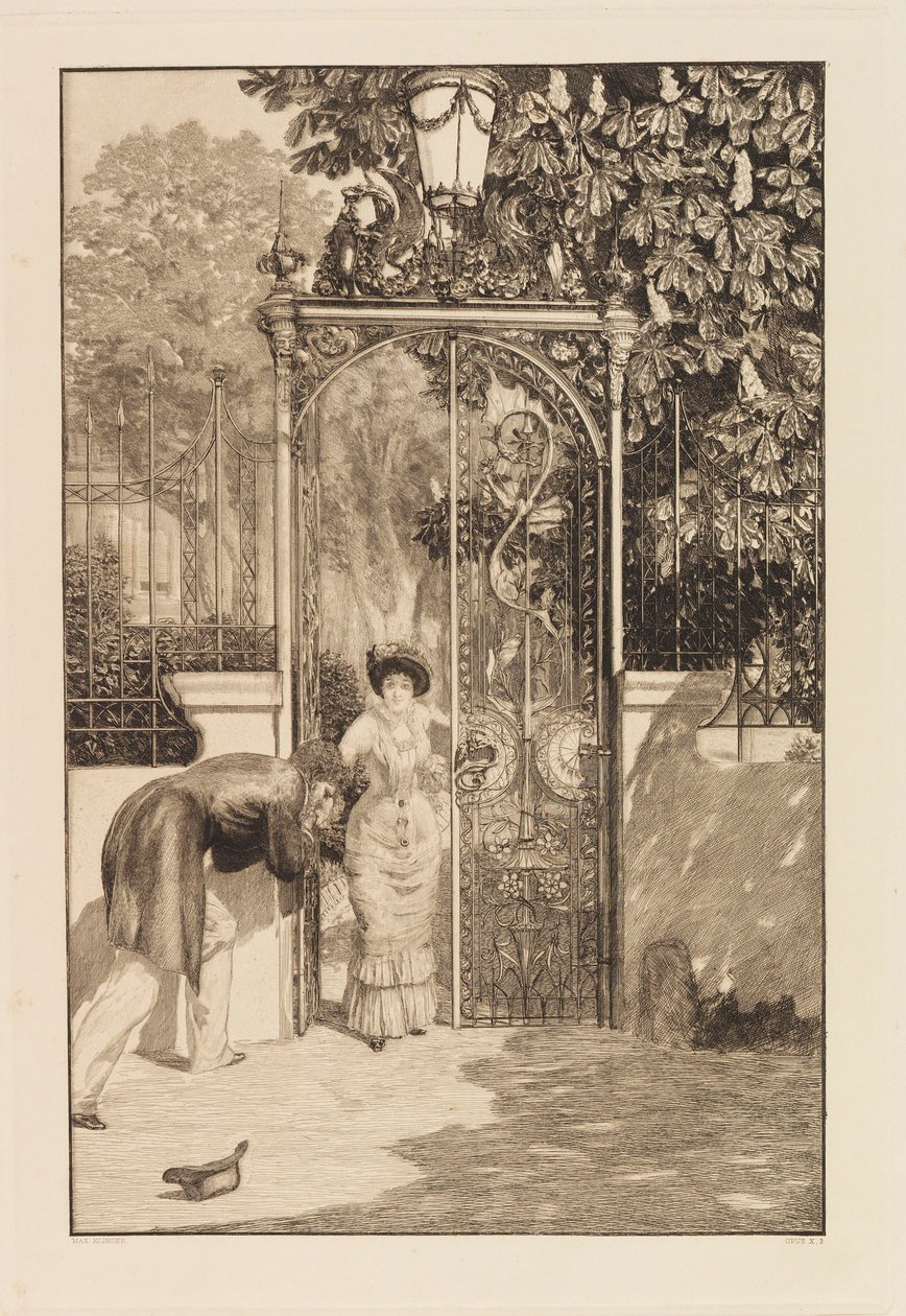 At the Gate fra serien A Love, Opus X, 1887. av Max Klinger
