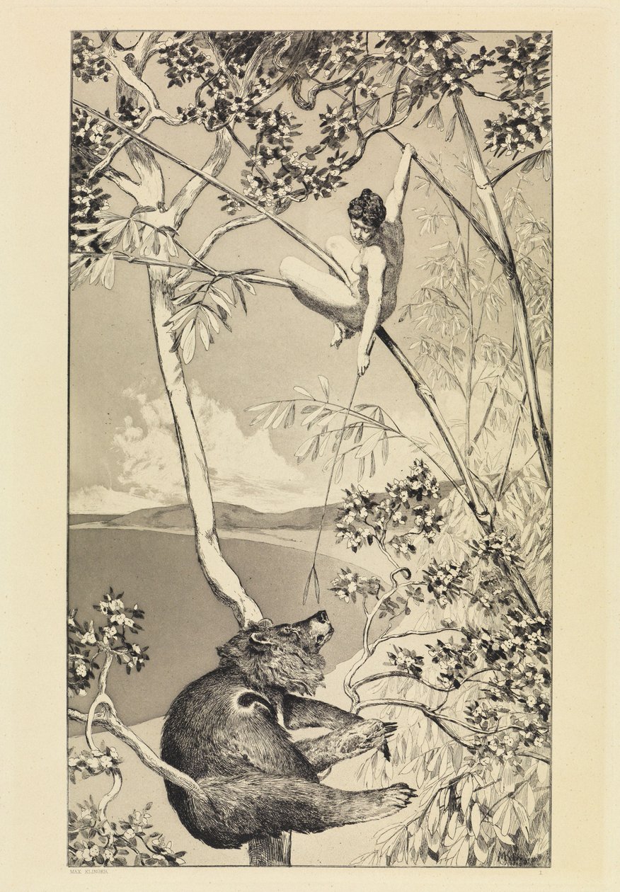 Bjørn og alv (Intermezzi, opus IV, blad 1) av Max Klinger