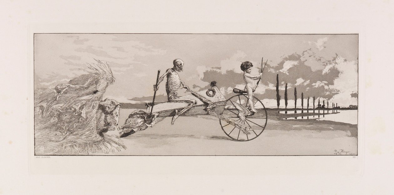 Cupid, Death and the Beyond Amor, Tod und Jenseits plate XII fra Intermezzos..., 1881. av Max Klinger