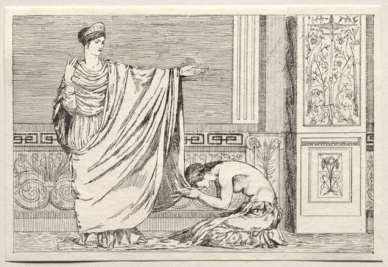 Cupid og Psyche: Psyche og Juno, 1880. av Max Klinger