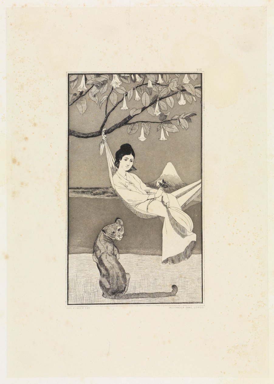 Dolce far niente (Siesta II) (Etsede skisser, opus I, blad 8) av Max Klinger