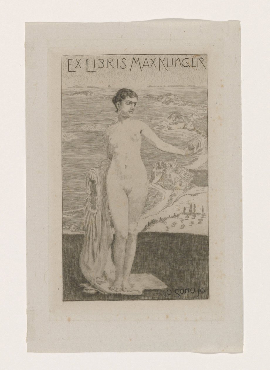 Ex libris av Max Klinger Lo sono io (tittel på objekt) av Max Klinger