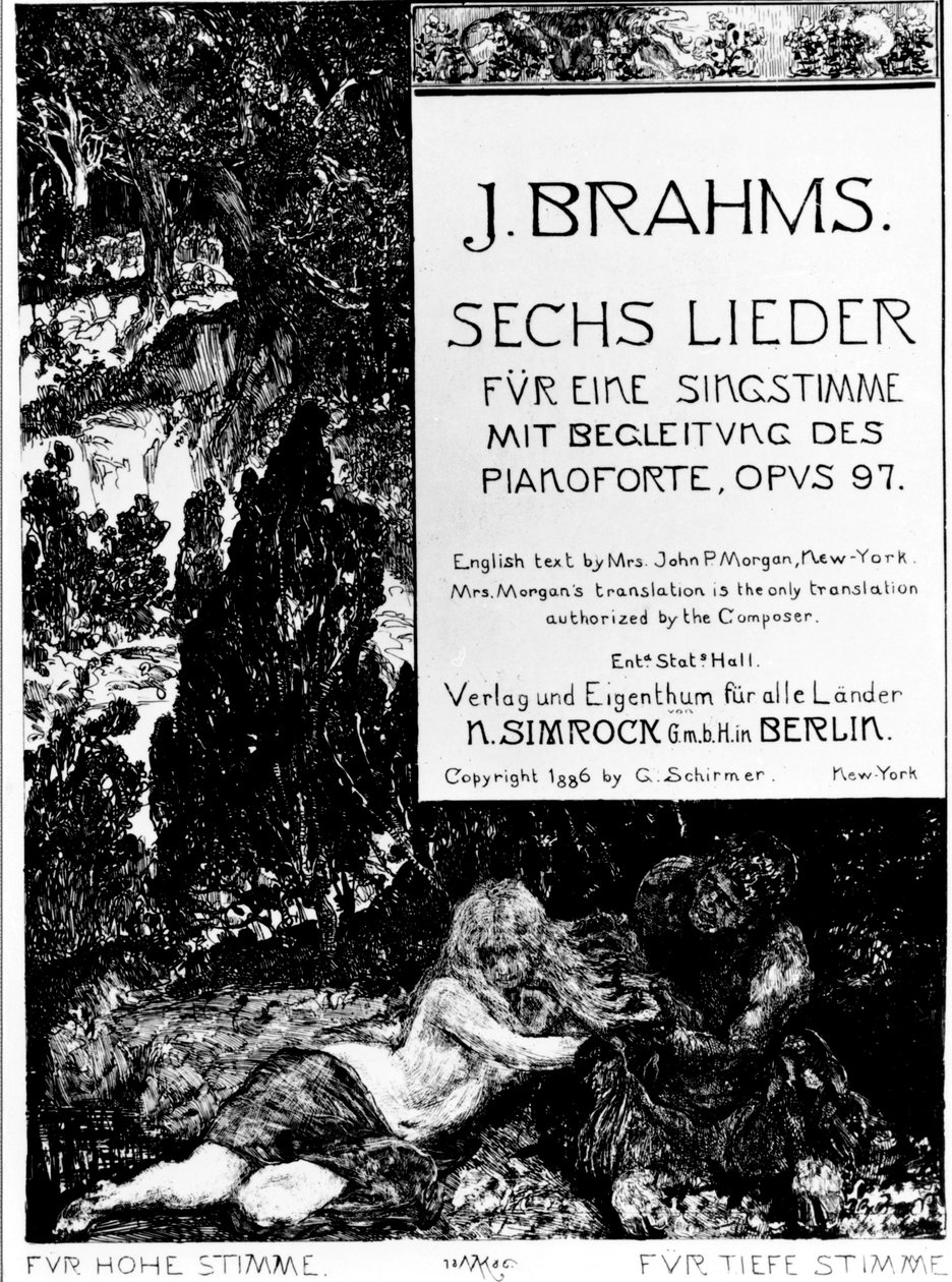 Frontispice til "Six Lieder opus 97" (Six Songs opus 97) av Johannes Brahms (1833-1897) av Max Klinger