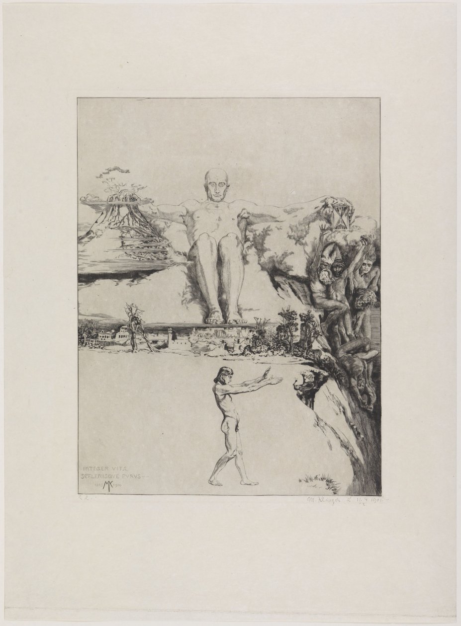 Integer vitae (enkeltblad fra: Om døden, andre del, opus XI, blad 1) av Max Klinger