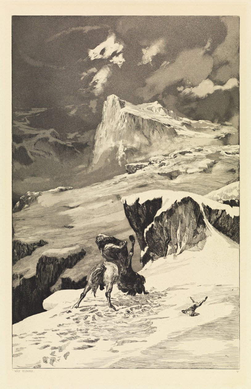Kjempende kentaurer (Intermezzi, Opus IV, blad 5) av Max Klinger
