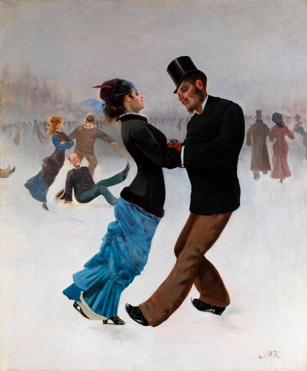Skaterne - Maleri av Max Klinger (1857-1920), ca. 1920 - Skøyteløpere - Olje på lerret av Max Klinger (1857-1920) c1920 66x54 cm Privat samling av Max Klinger