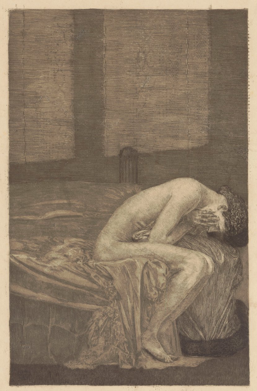 Elskende par i værelset, plansje 13; Brahmsfantasi, op. XII av Max Klinger