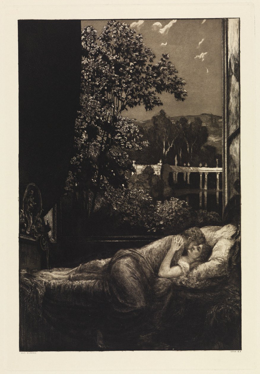 Natt (Lykke) (En kjærlighet, opus X, plansje 5) av Max Klinger