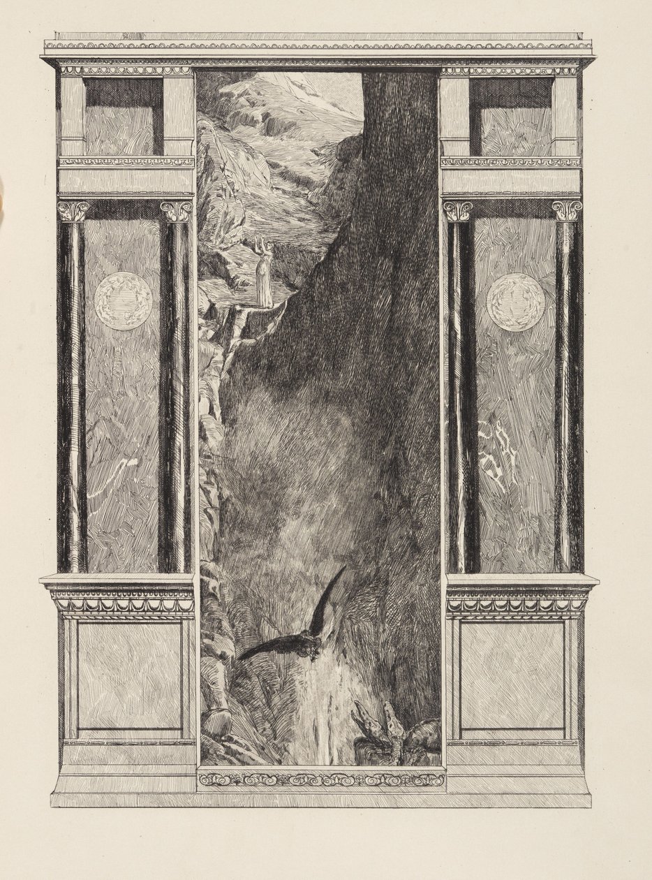 Psyke og Jupiters ørn (Amor og Psyke, opus V, blad 37) av Max Klinger