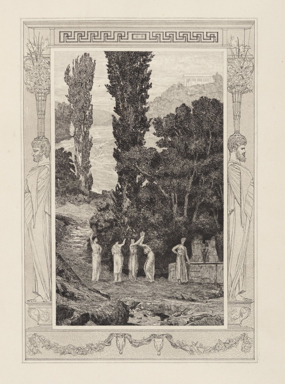 Vandrende Psyke (Amor og Psyke, opus V, blad 28) av Max Klinger