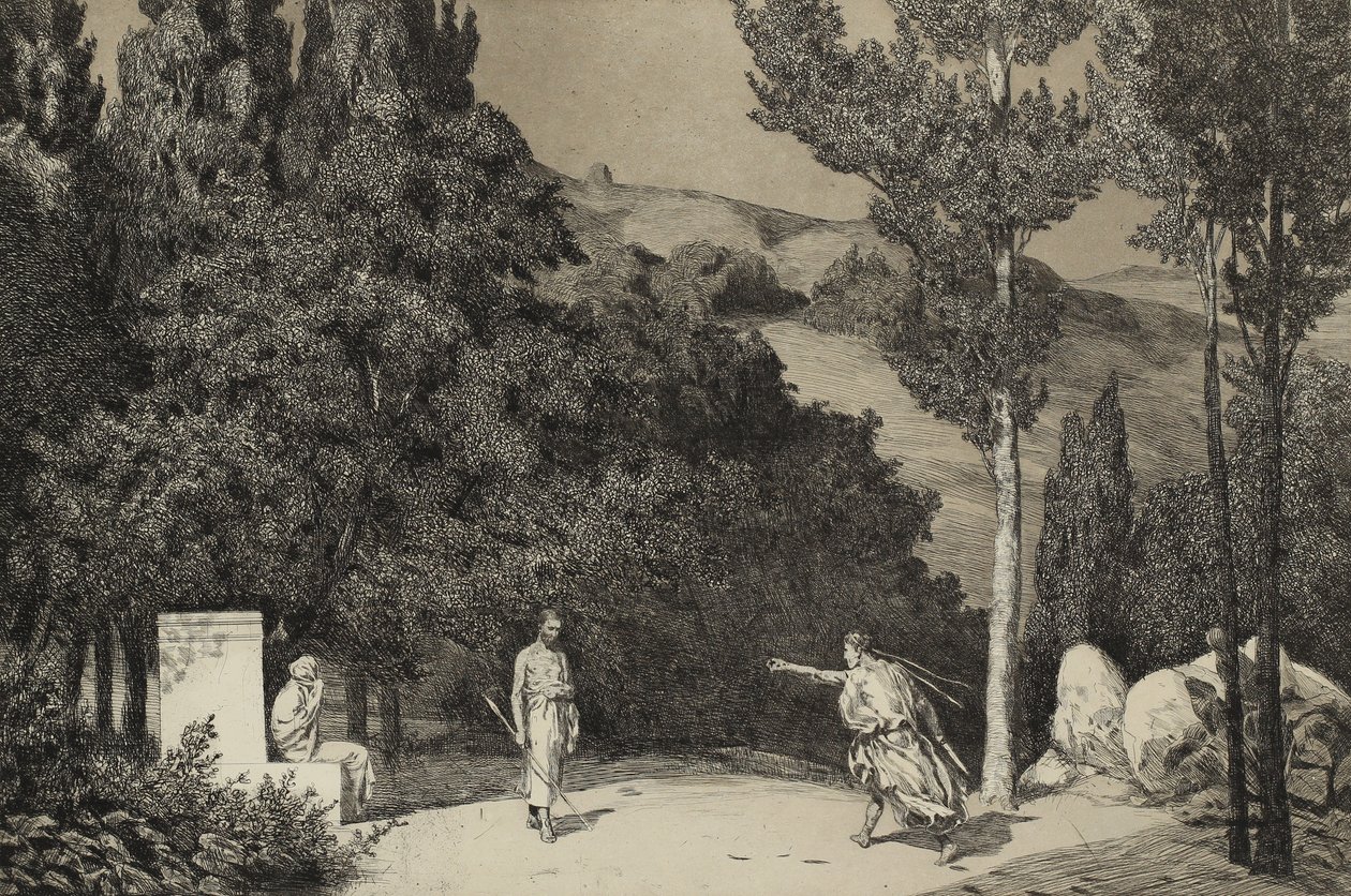 Pyramus og Thisbe II Fra serien Opus II, 1879 av Max Klinger