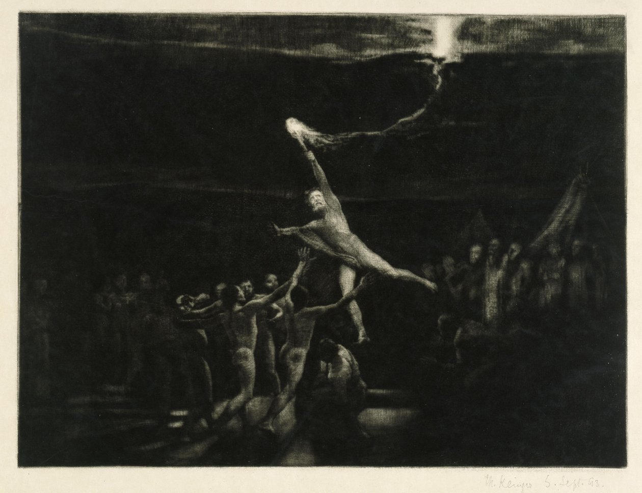 Tyveriet av lyset (blad 22 fra: Opus XII, Brahmsfantasi) av Max Klinger