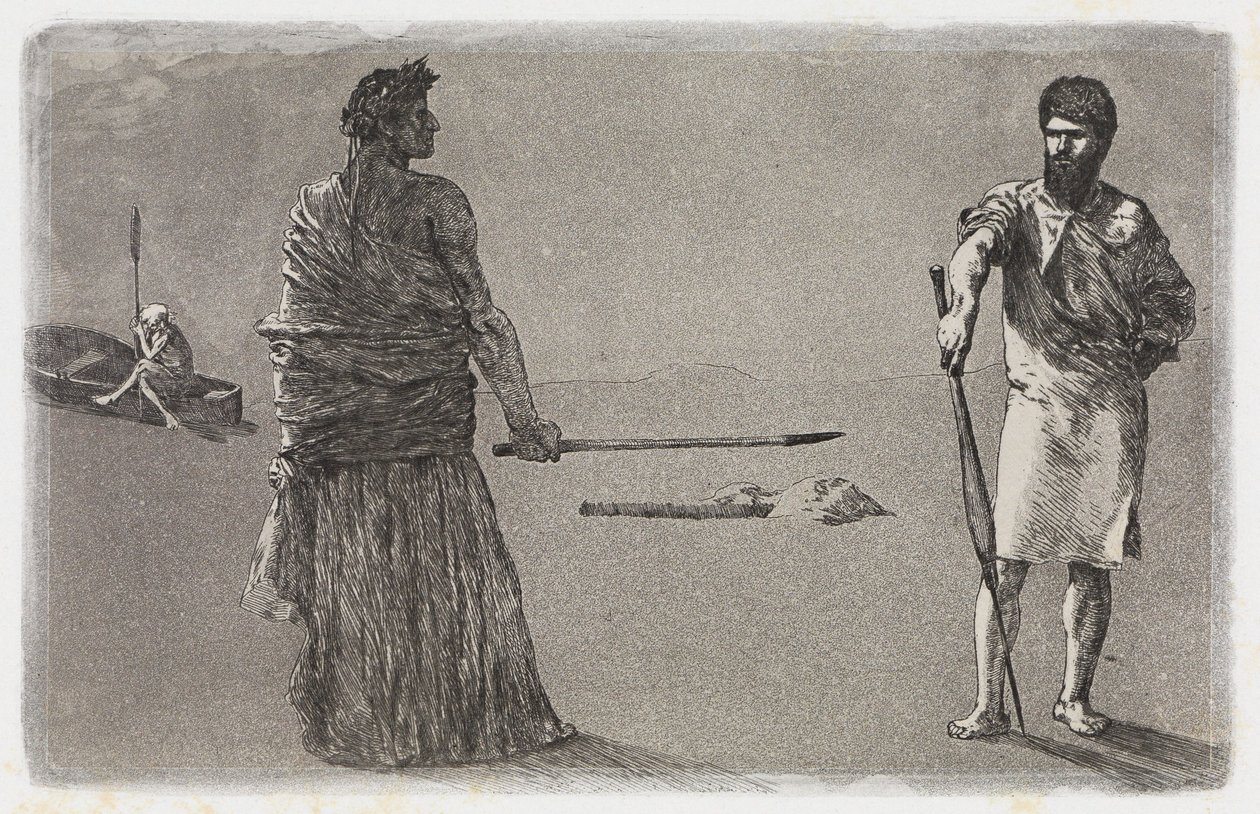 Avslutning (Satire / Beslutning) (Redninger av ovidiske ofre, Opus II, blad 13) av Max Klinger