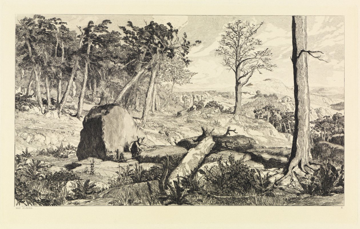 Simplicius i skogens ødemark (Intermezzi, opus IV, blad 10) av Max Klinger