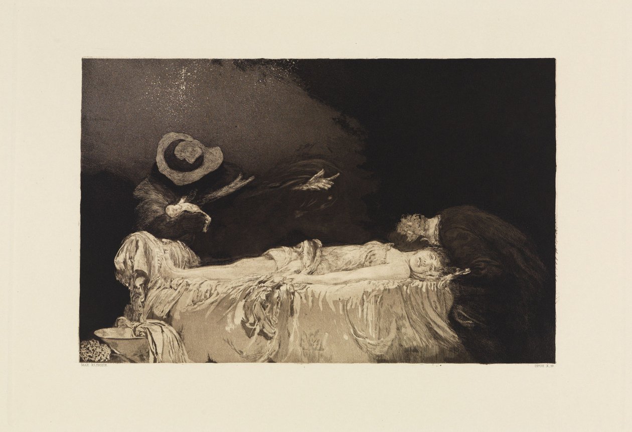 Død (En kjærlighet, opus X, blad 10) av Max Klinger