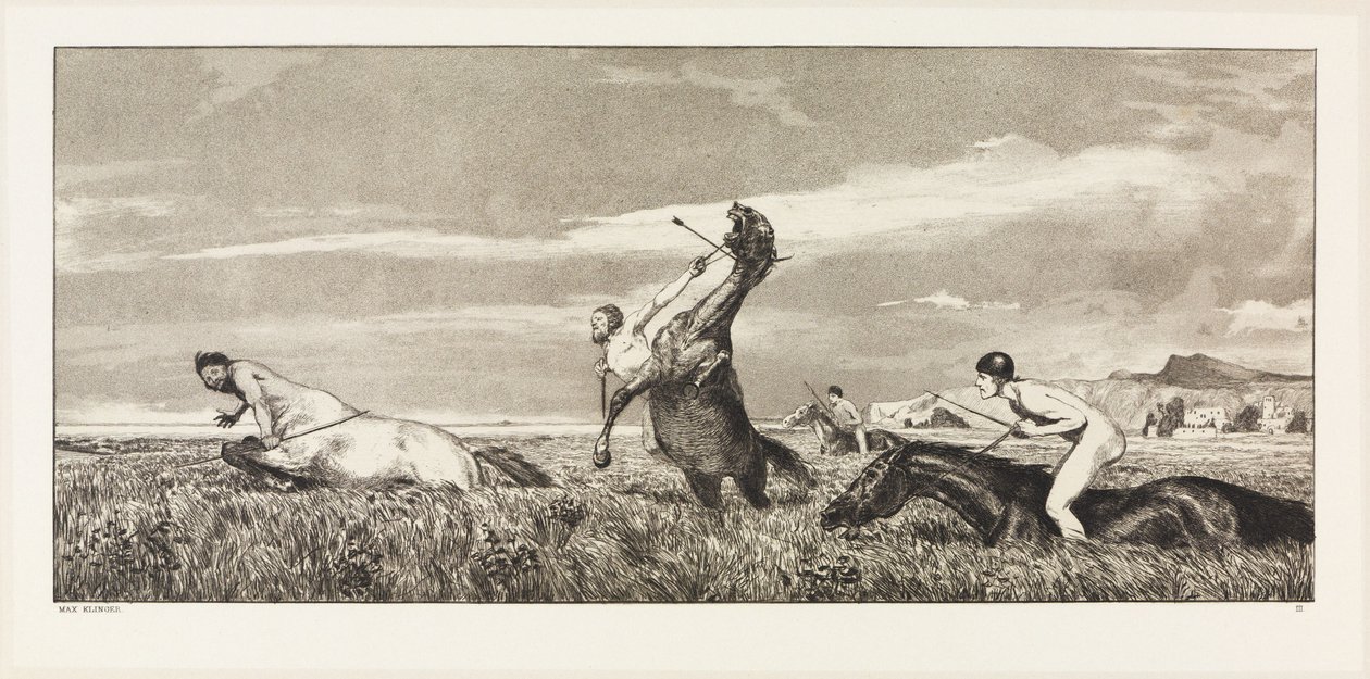 Forfulgt kentaur (Intermezzi, opus IV, blad 3) av Max Klinger