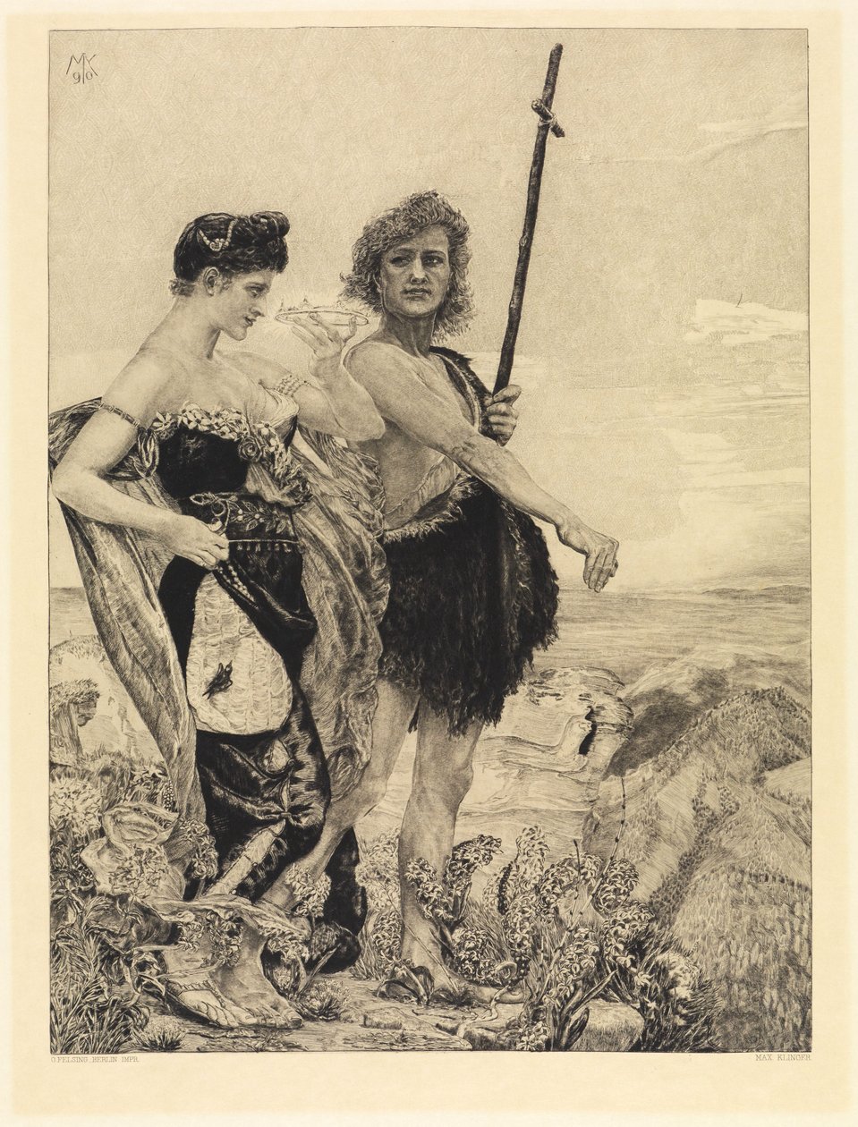 Fristelse (Om døden, andre del, opus XI, blad 10) av Max Klinger