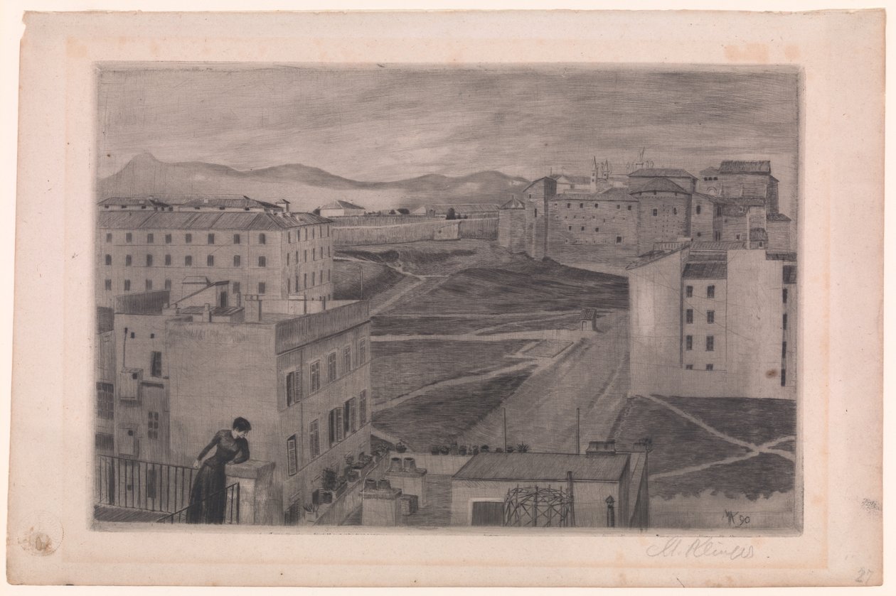 Utsikt fra kunstnerens ateliervindu, Roma av Max Klinger