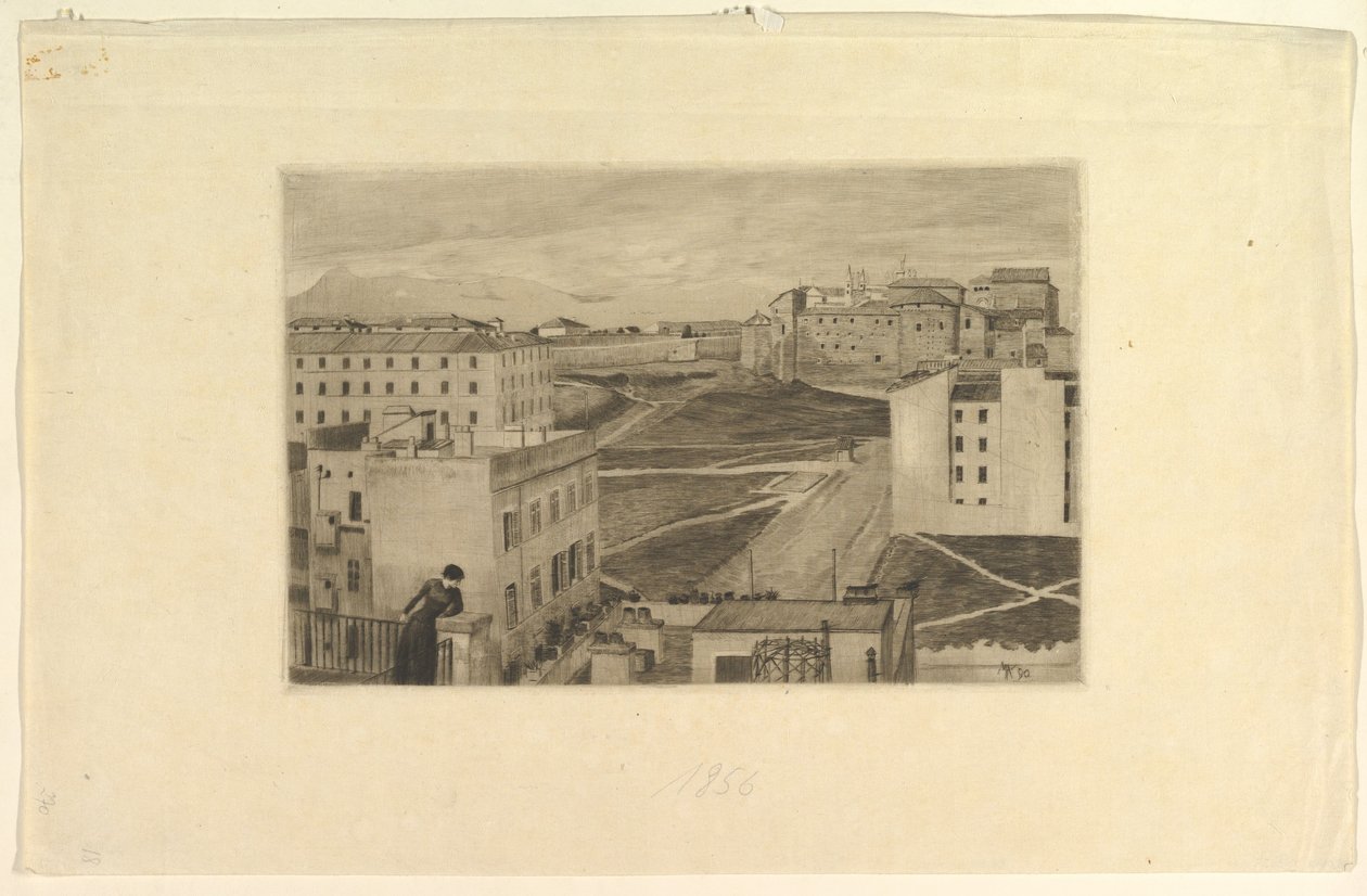 Utsikt fra kunstnerens ateliervindu, Roma av Max Klinger