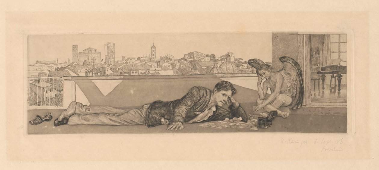 Til «Gammel kjærlighet», blad 2, Brahmsfantasi, op. XII av Max Klinger
