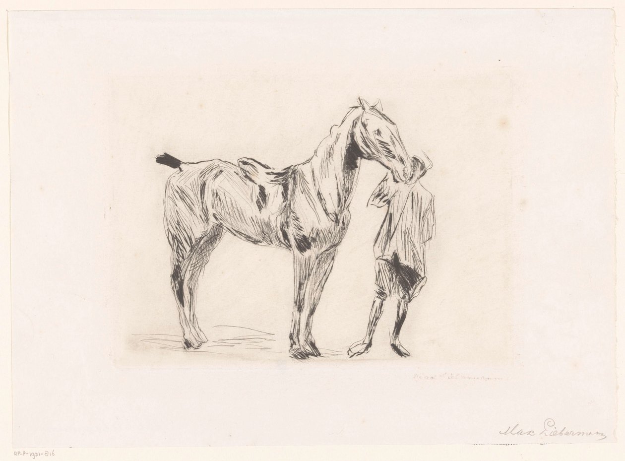 Mann med ridehest av Max Liebermann (signed by artist)