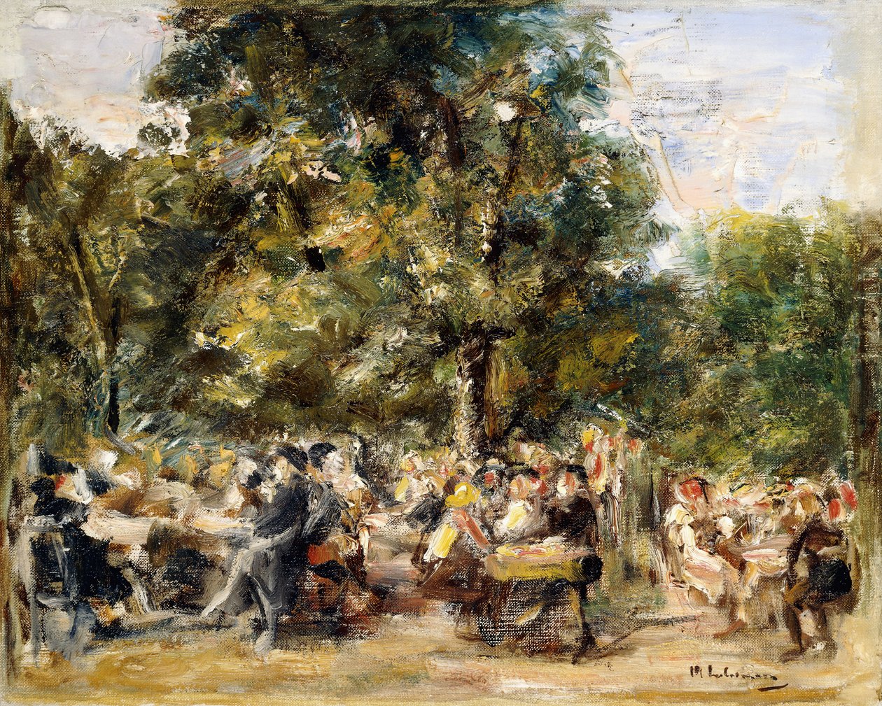 En hagerestaurant ved elven Havel; Gartenlokal an der Havel, 1933 av Max Liebermann