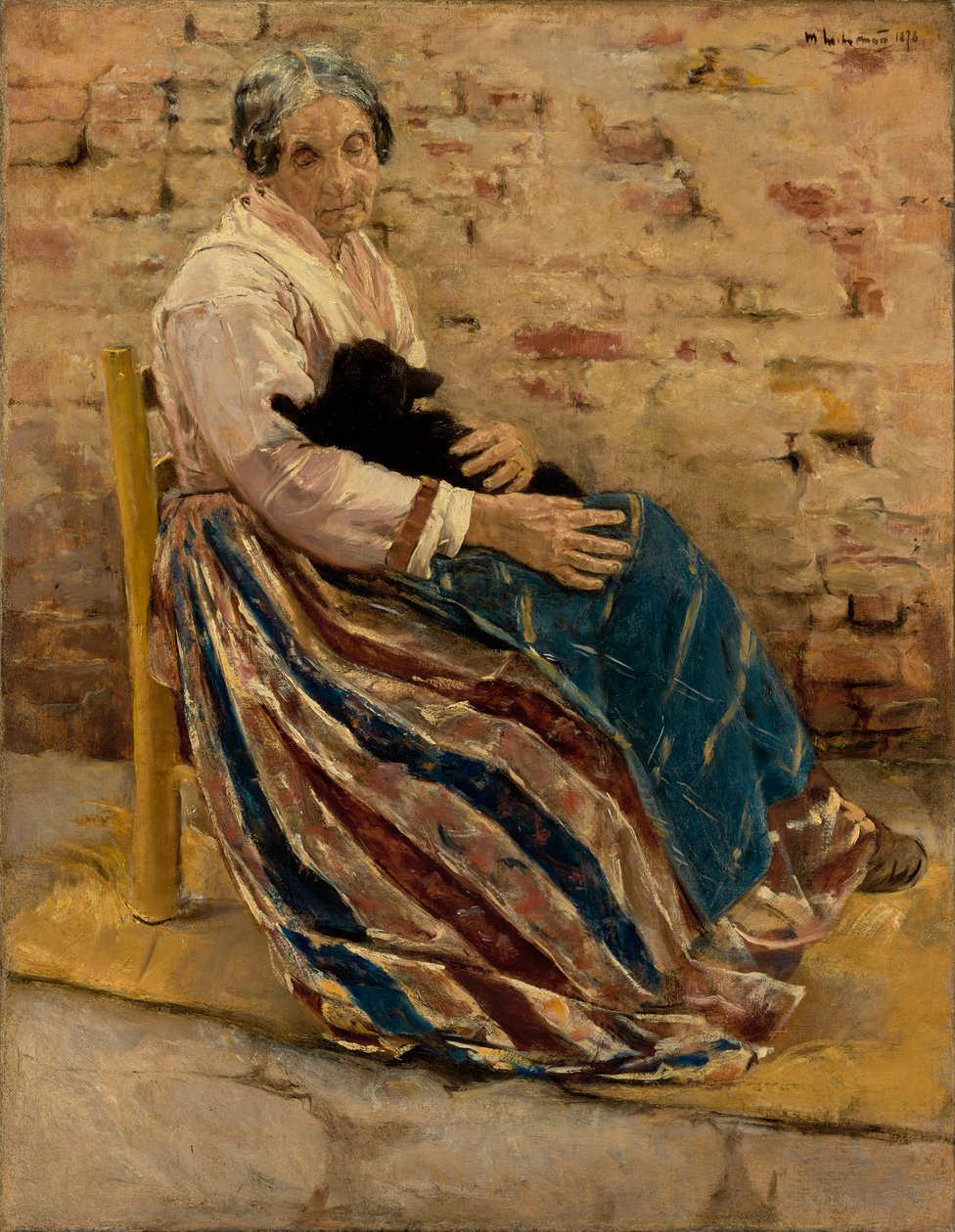 En gammel kvinne med katt, 1878 av Max Liebermann