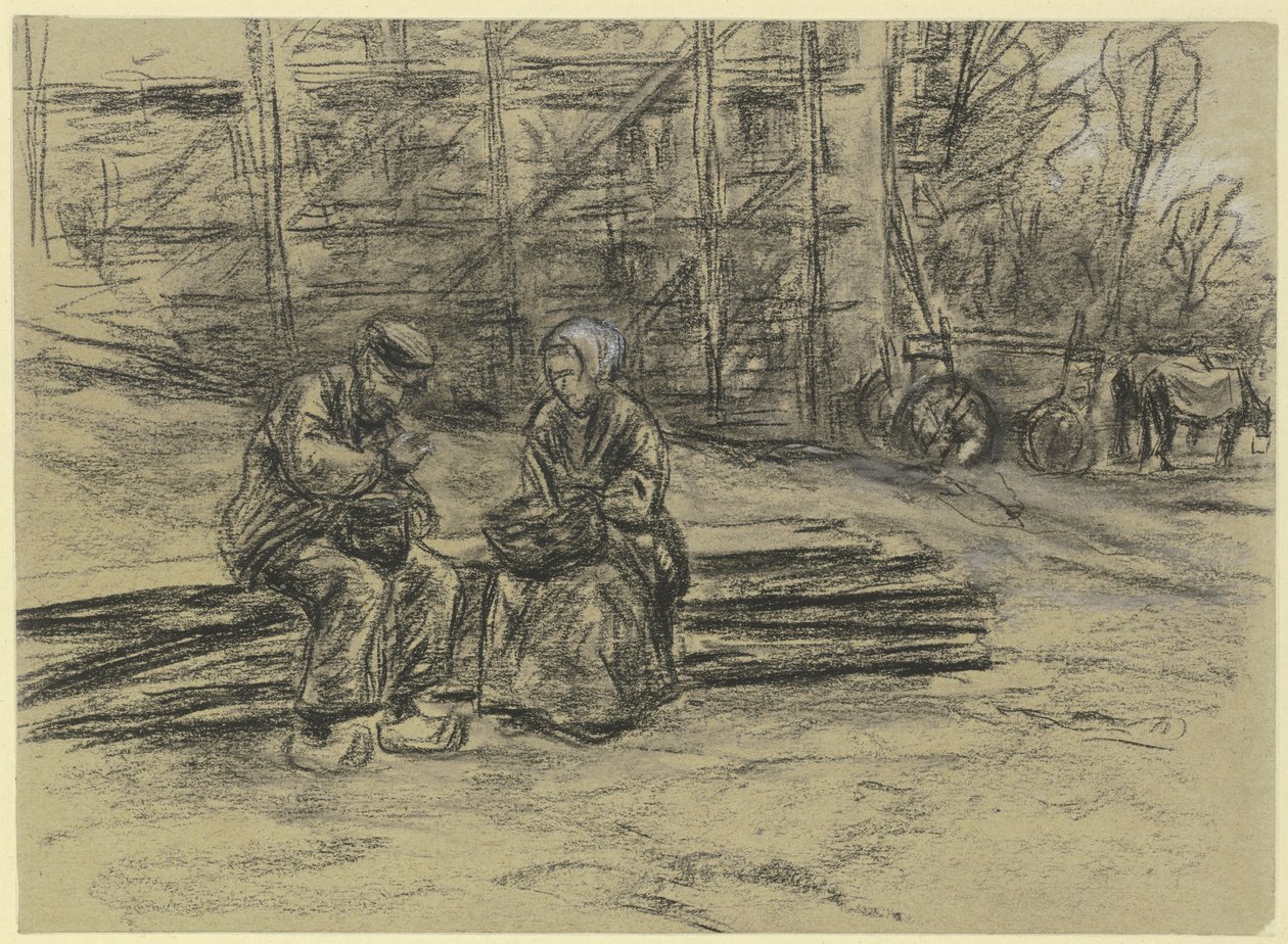Arbeider som spiser lunsjen sin av Max Liebermann