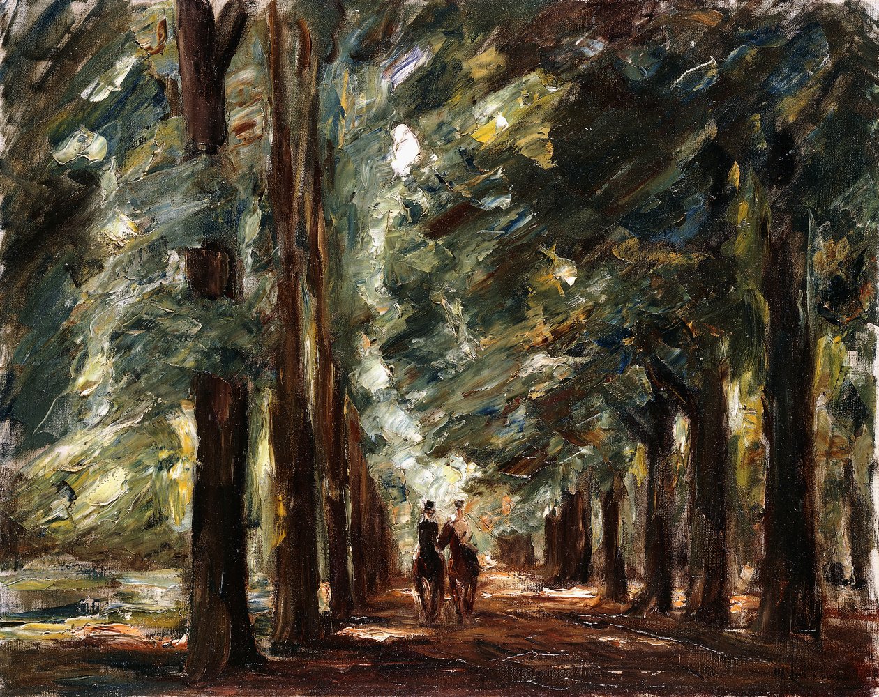 Avenue i Sakrow med to ryttere; Avenue i Sakrow med to ryttere, ca. 1923 av Max Liebermann