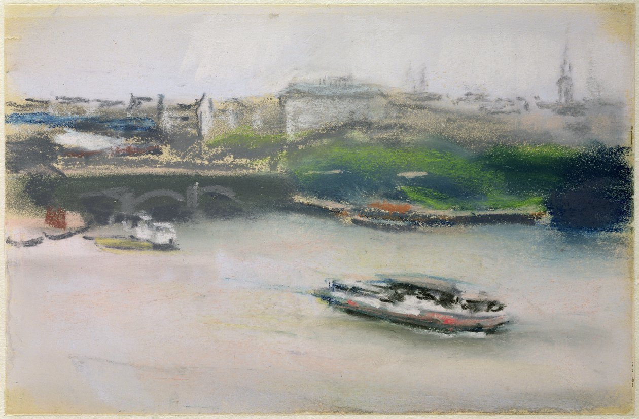 Binnenalster med Lombardsbrucke, Hamburg, 1910 (pastell på papir) av Max Liebermann