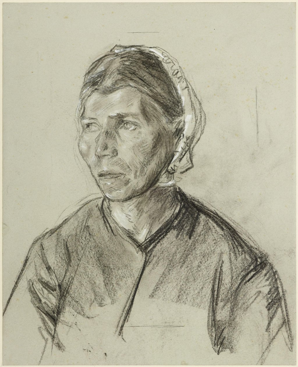 Brystportrett av en eldre kvinne med kyse av Max Liebermann